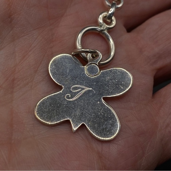 Butterfly Initial "T" Silver Tone Link Toggle Bracelet - Picture 2 of 6